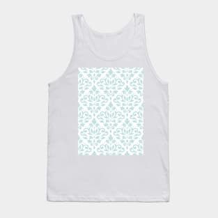 Scroll Damask Pattern Duck Egg Blue on White Tank Top